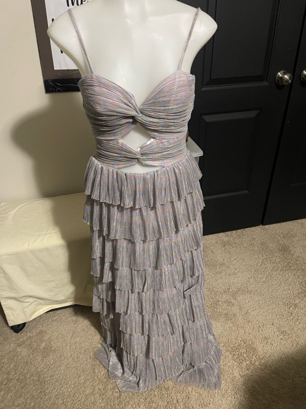 Gianni Bini Pastel Iridescent Ruffle Maxi Dress - Picture 3 of 6